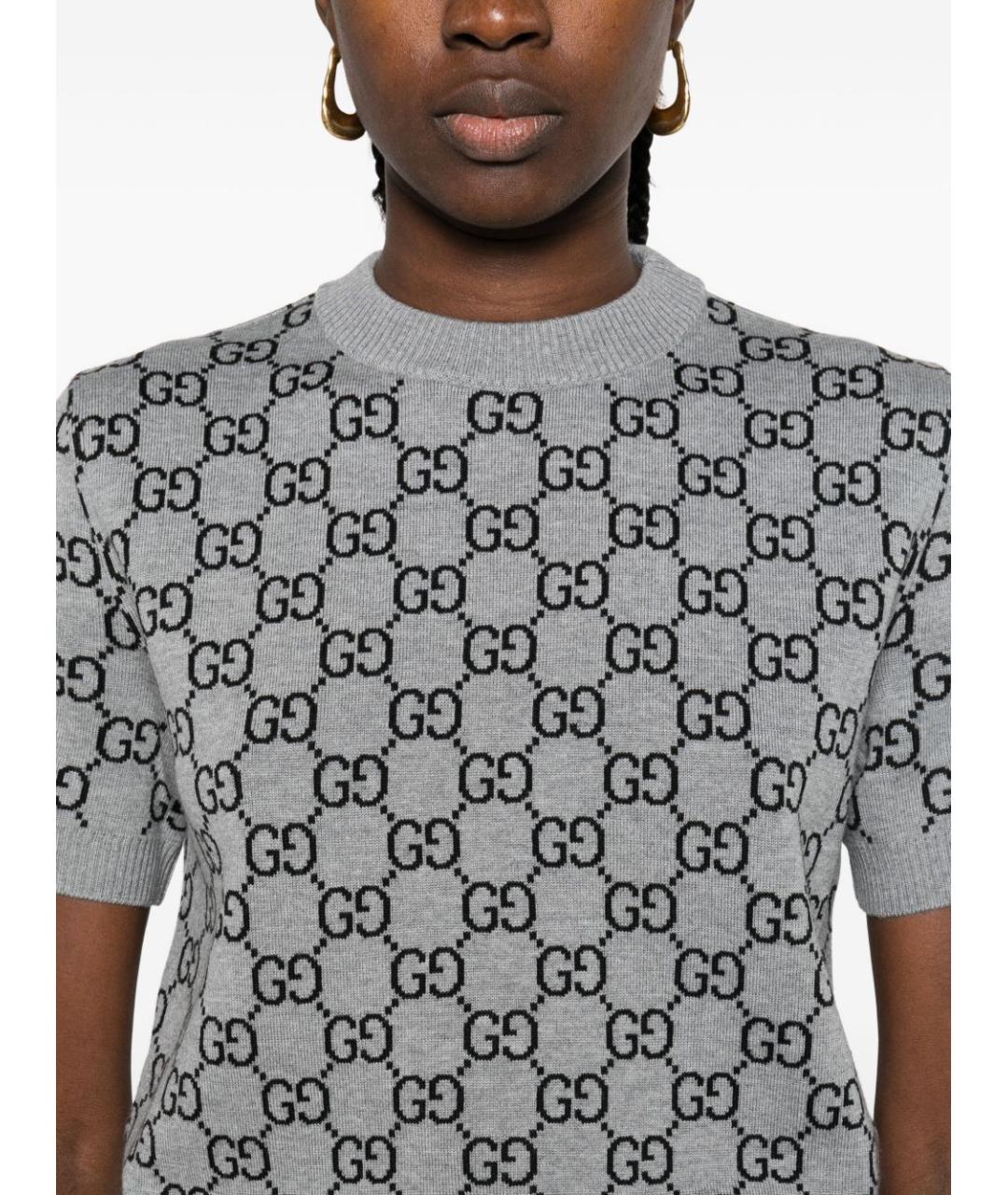 GUCCI Серый шерстяной джемпер / свитер, фото 2