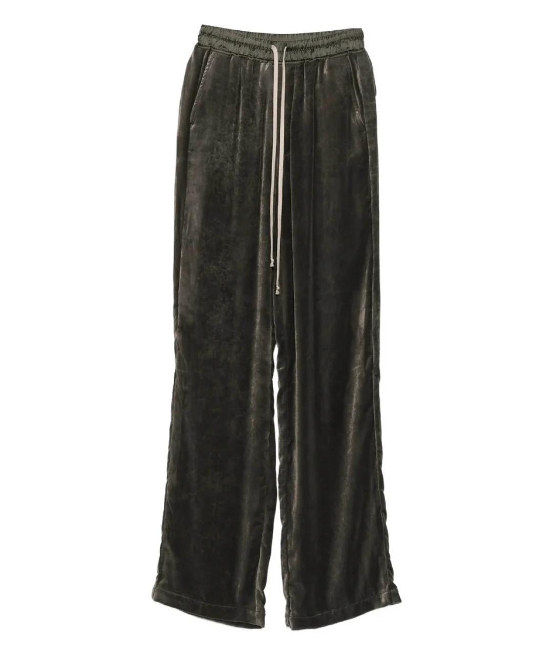 RICK OWENS Зеленые вискозные прямые брюки, фото 1