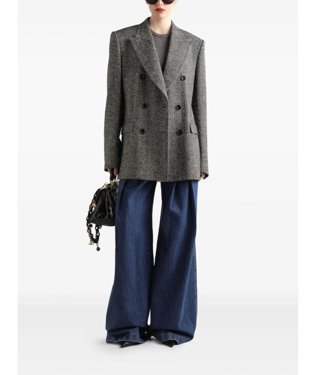 DOLCE&GABBANA Синие хлопковые прямые брюки, фото 2