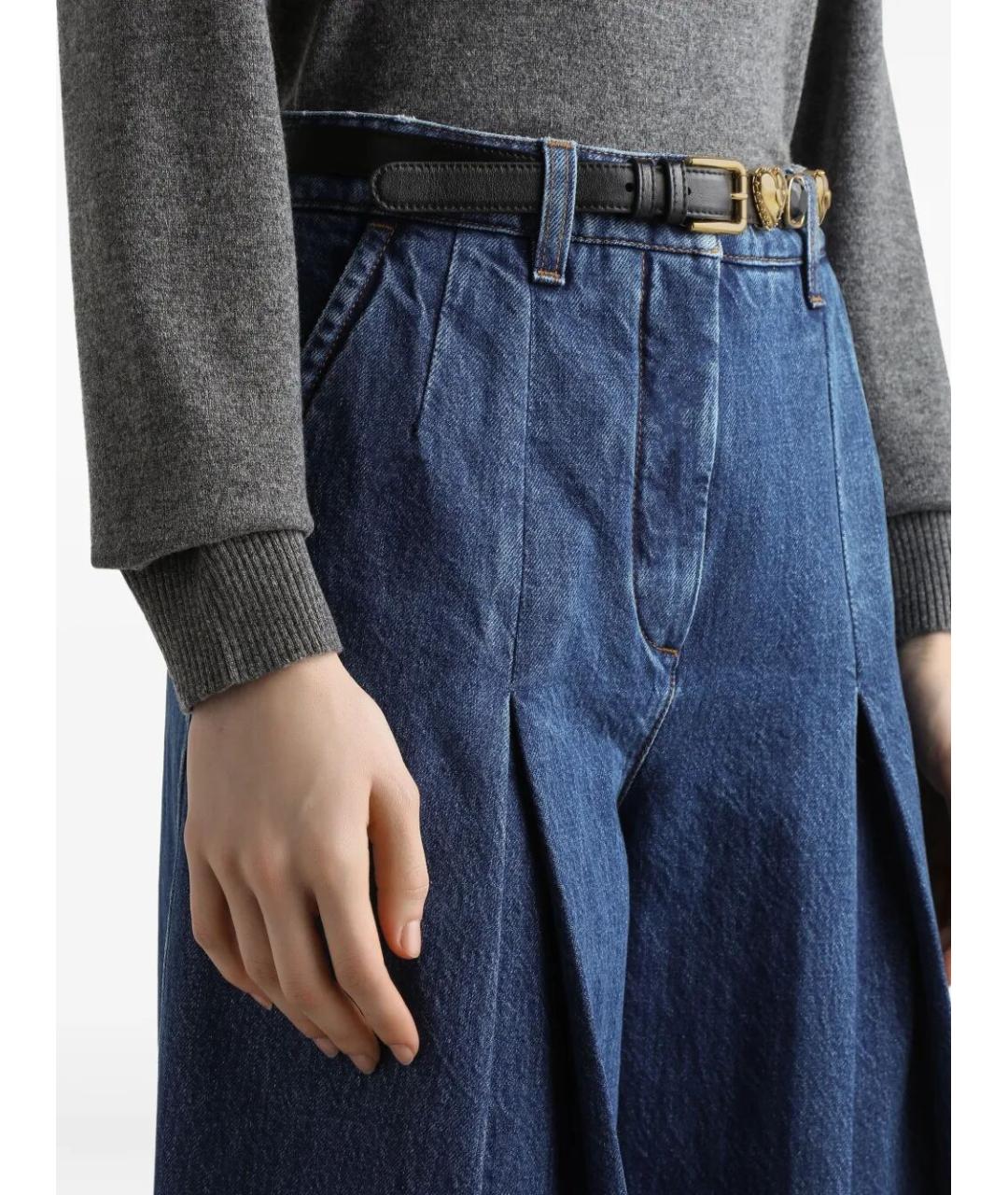 DOLCE&GABBANA Синие хлопковые прямые брюки, фото 4