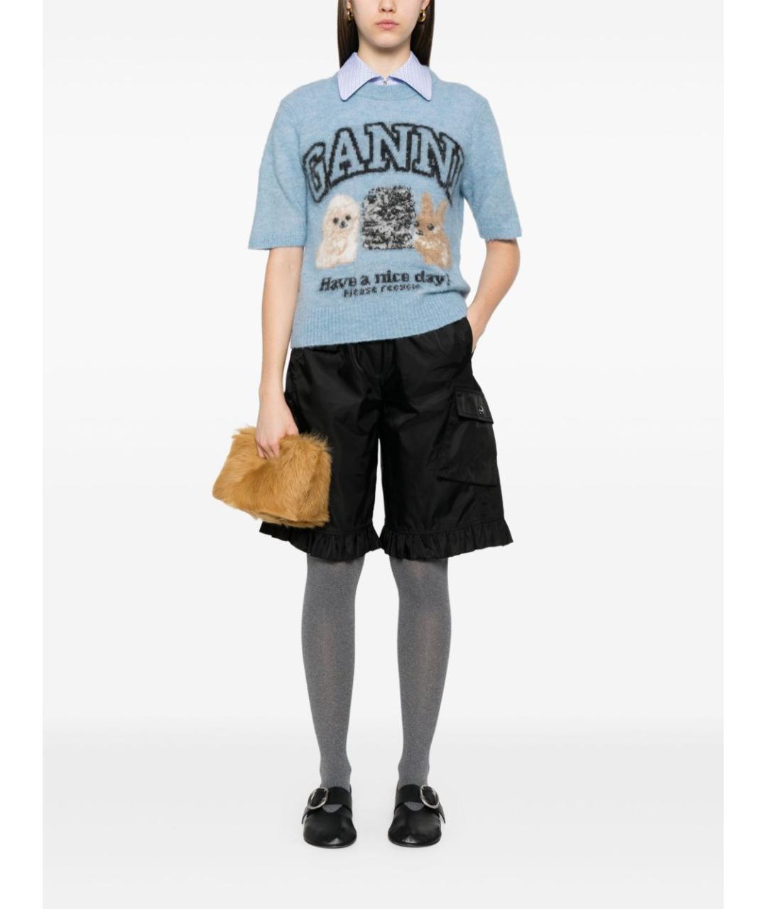 GANNI Черные шорты, фото 4