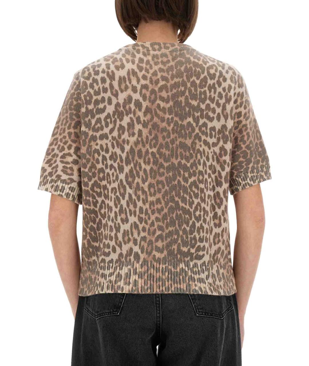 GANNI Коричневая шерстяная футболка, фото 4