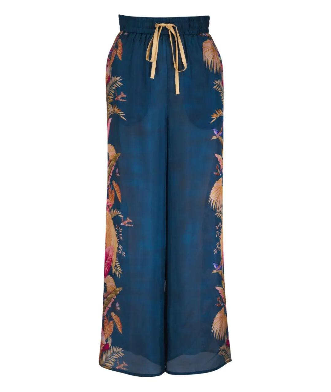 ZIMMERMANN Синие шелковые прямые брюки, фото 1