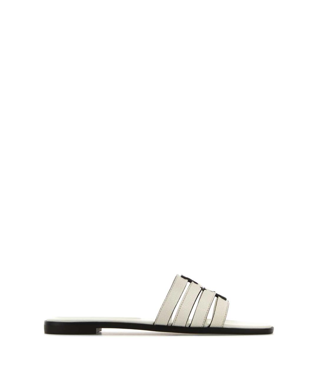 TORY BURCH Белые кожаные шлепанцы, фото 1