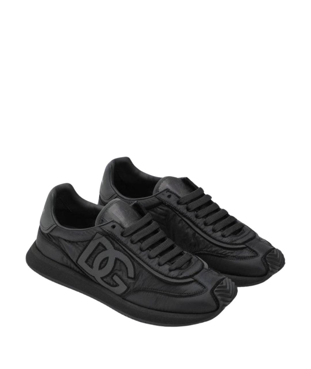 DOLCE&GABBANA Черные текстильные низкие кроссовки / кеды, фото 2