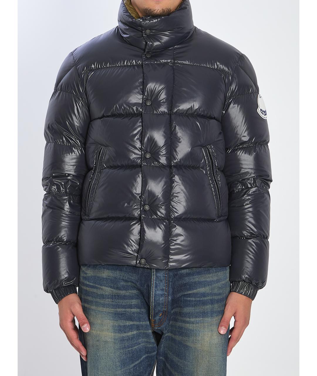 MONCLER Темно-синий полиамидовый пуховик, фото 5