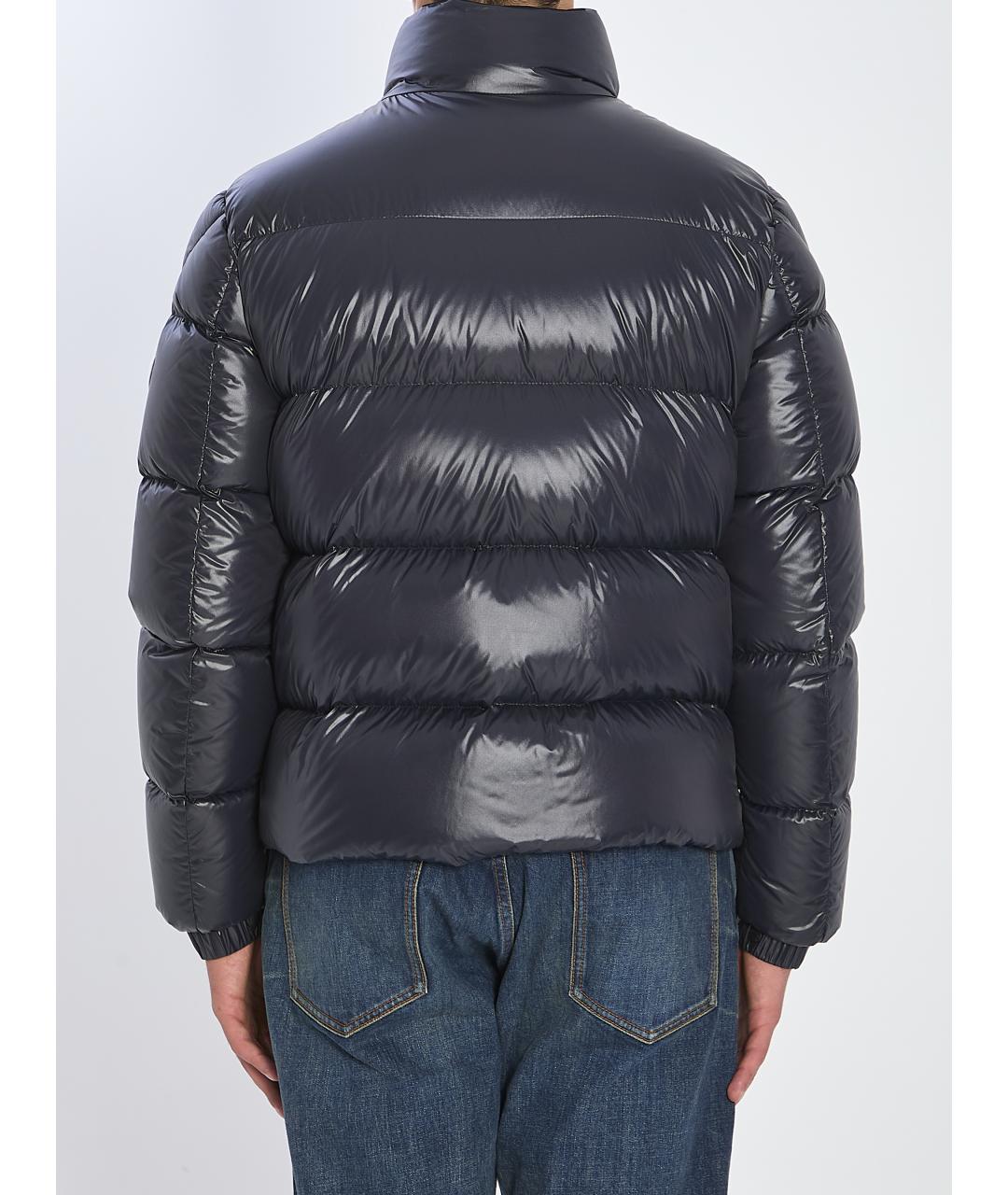 MONCLER Темно-синий полиамидовый пуховик, фото 4