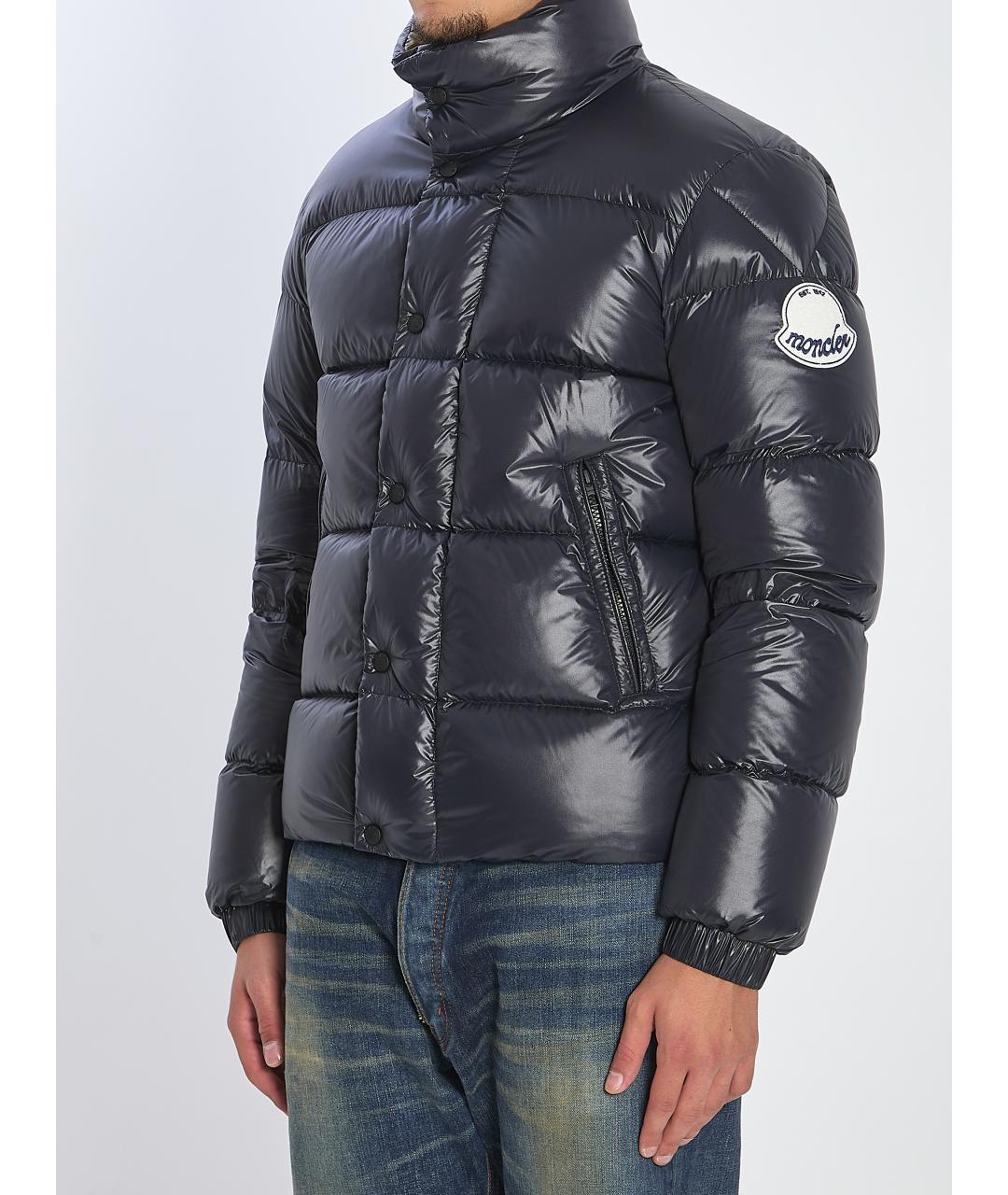 MONCLER Темно-синий полиамидовый пуховик, фото 2