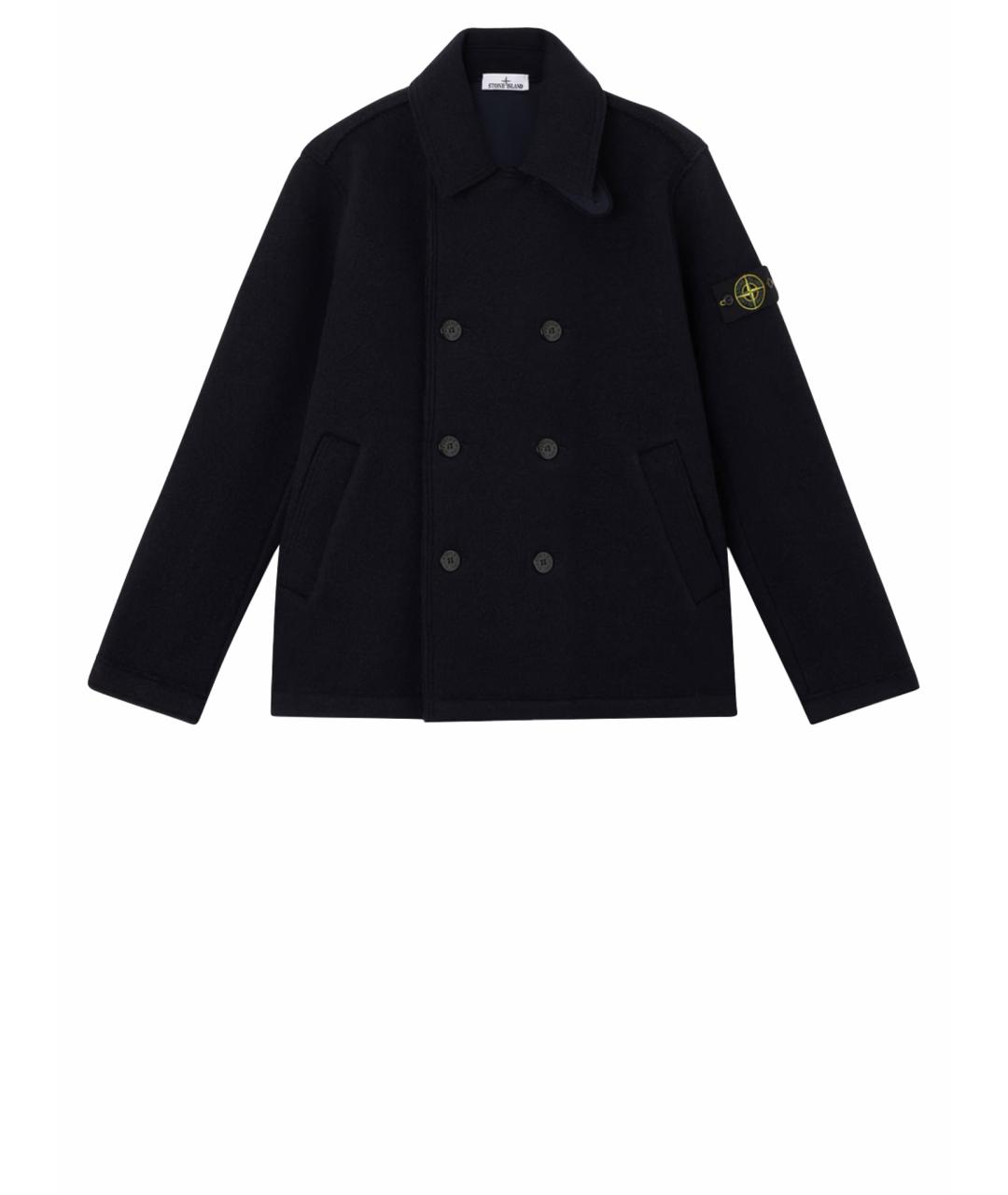 STONE ISLAND Темно-синее шерстяное пальто, фото 1