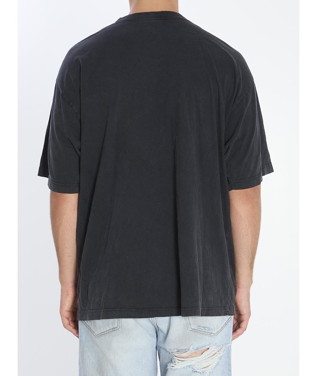 BALENCIAGA Черная хлопковая футболка, фото 5