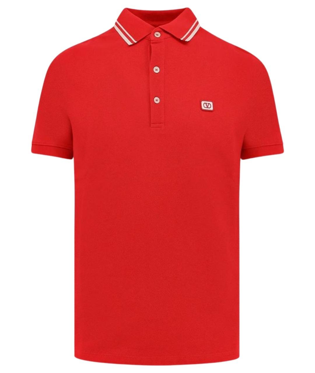 VALENTINO Красное хлопковое поло с коротким рукавом, фото 1
