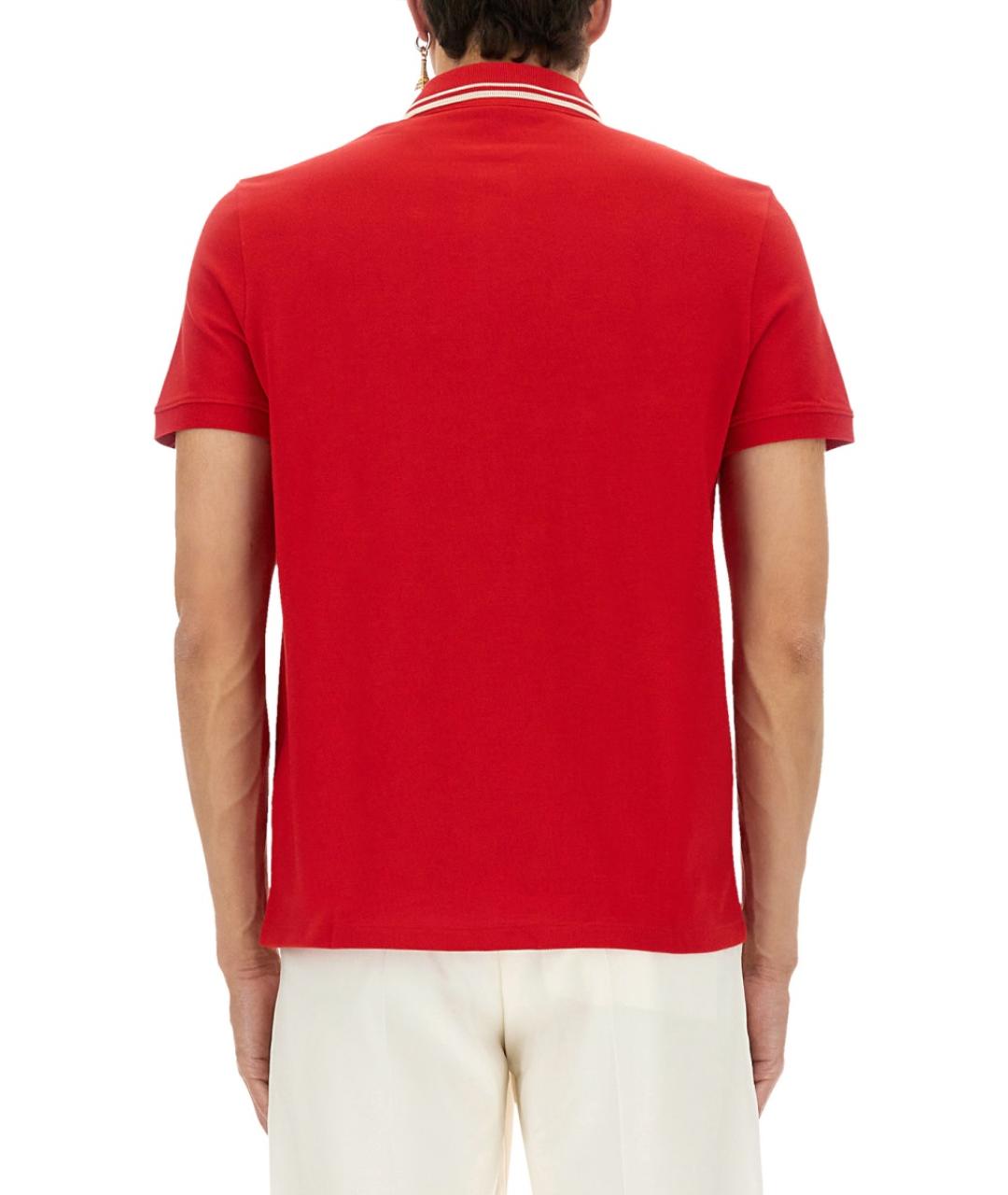 VALENTINO Красное хлопковое поло с коротким рукавом, фото 4