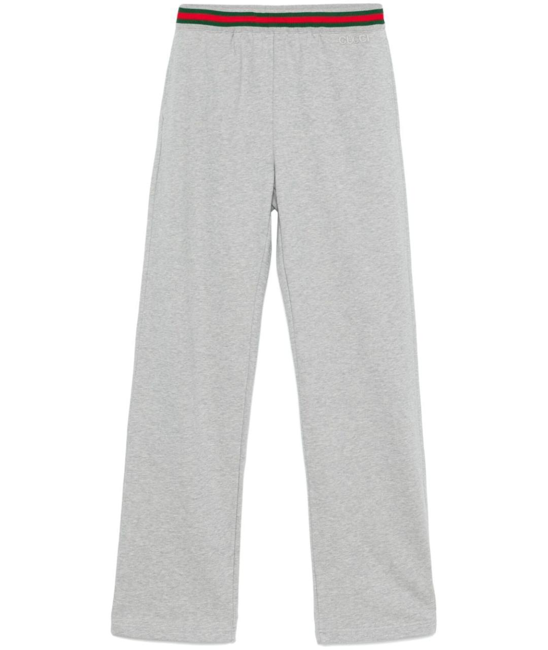 GUCCI Серые хлопковые прямые брюки, фото 1