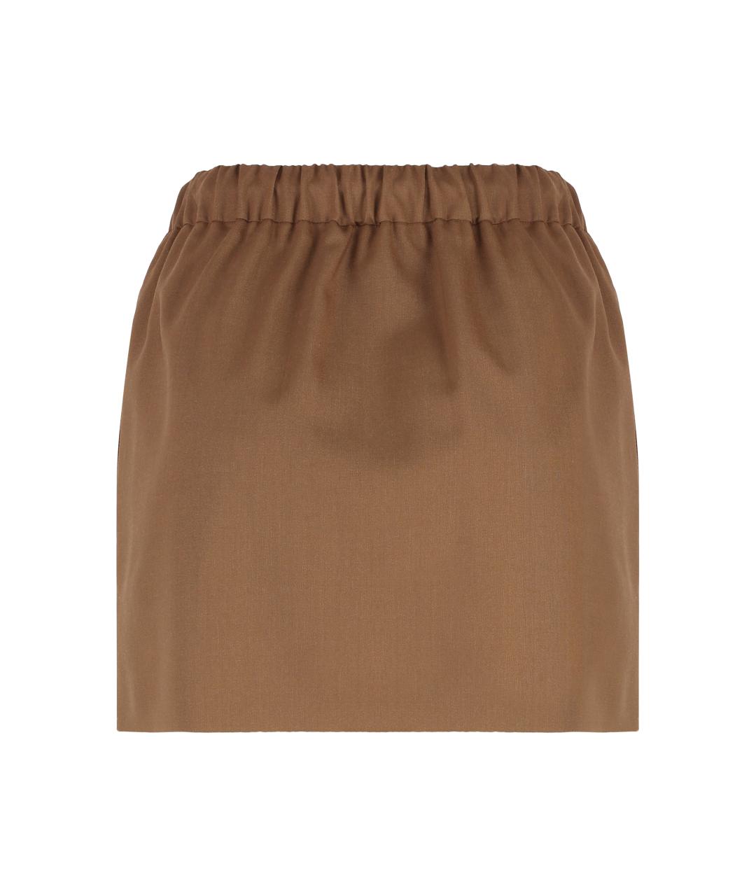 MAX MARA Коричневая шерстяная юбка мини, фото 2