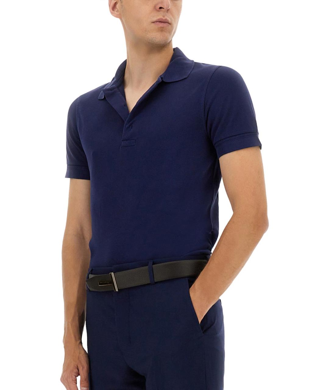 TOM FORD Темно-синяя хлопковая футболка, фото 4