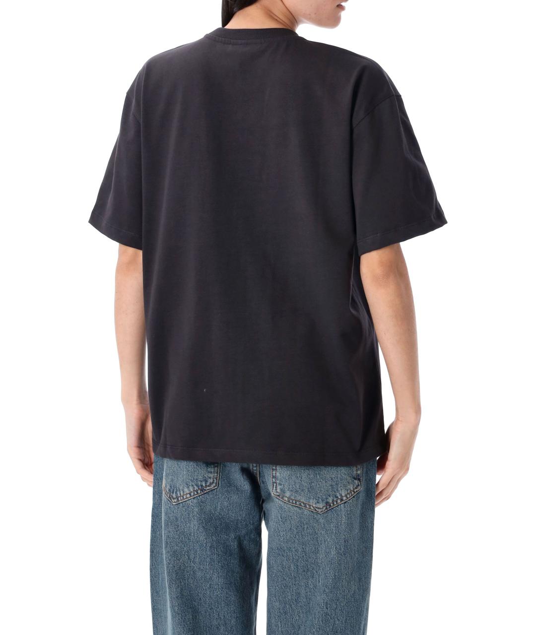 GANNI Антрацитовая хлопковая футболка, фото 2