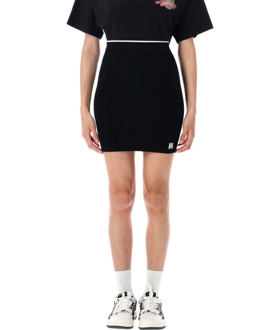 AMIRI Черная полиэстеровая юбка мини, фото 4