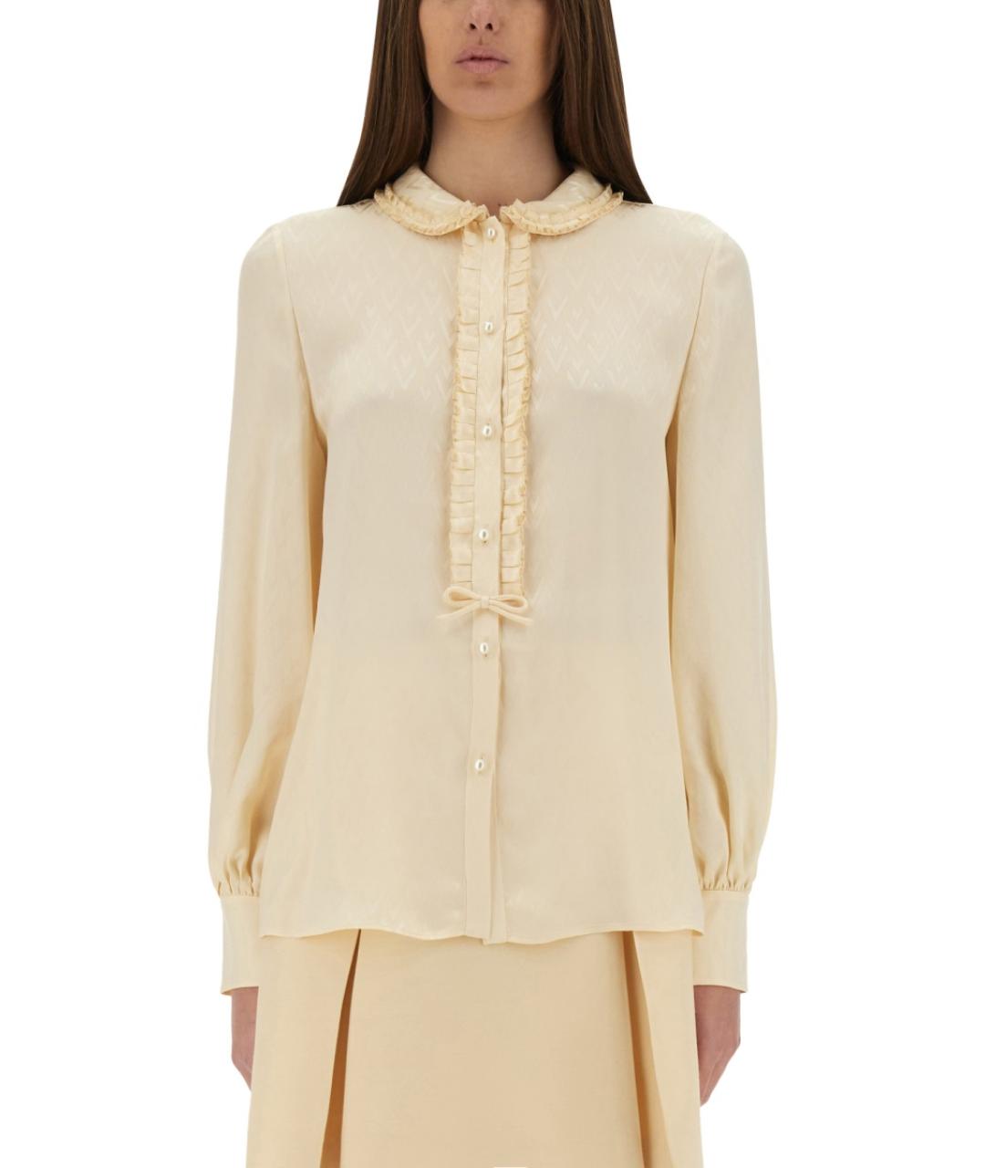 VALENTINO Бежевая шелковая рубашка, фото 2