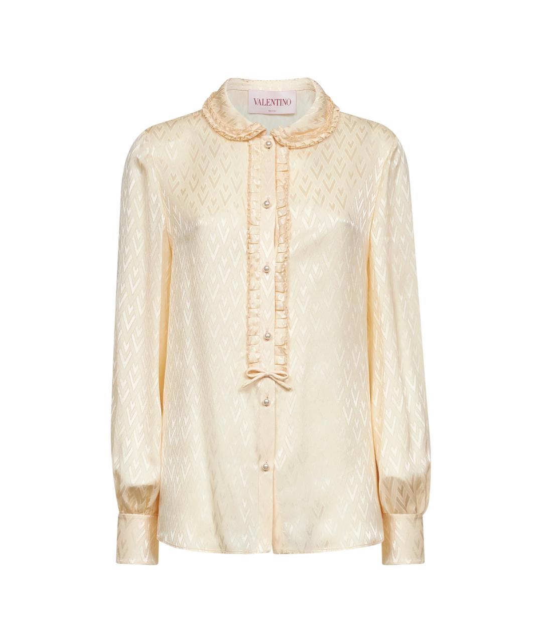 VALENTINO Бежевая шелковая рубашка, фото 1
