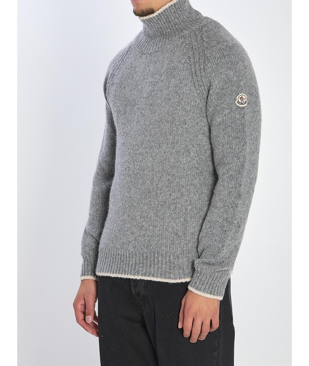 MONCLER Серый шерстяной джемпер / свитер, фото 3