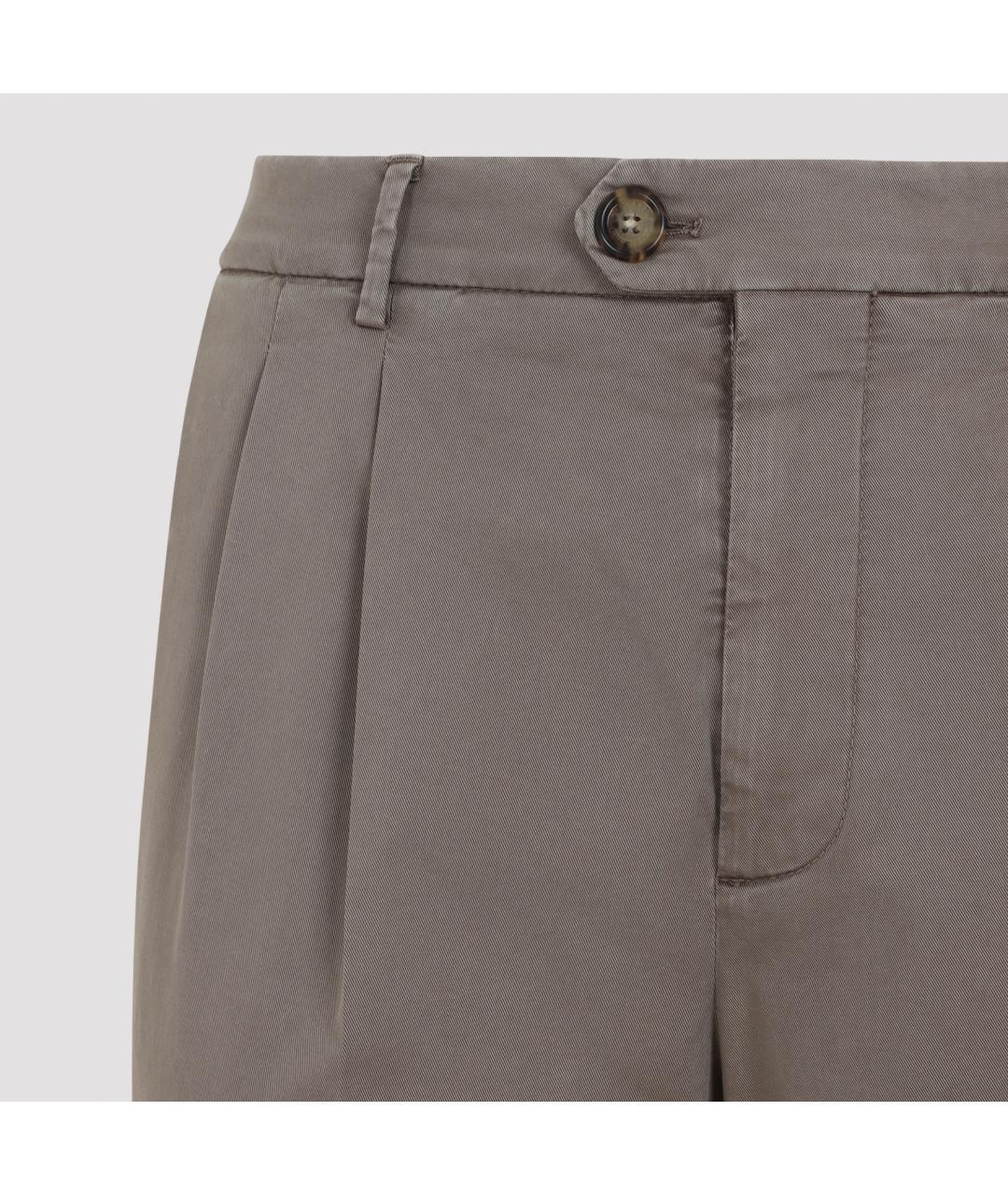 BRUNELLO CUCINELLI Бежевые хлопковые повседневные брюки, фото 3