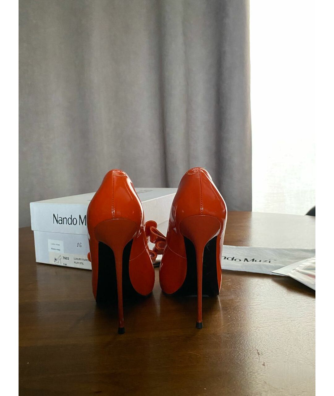 NANDO MUZI Оранжевое туфли из лакированной кожи, фото 4