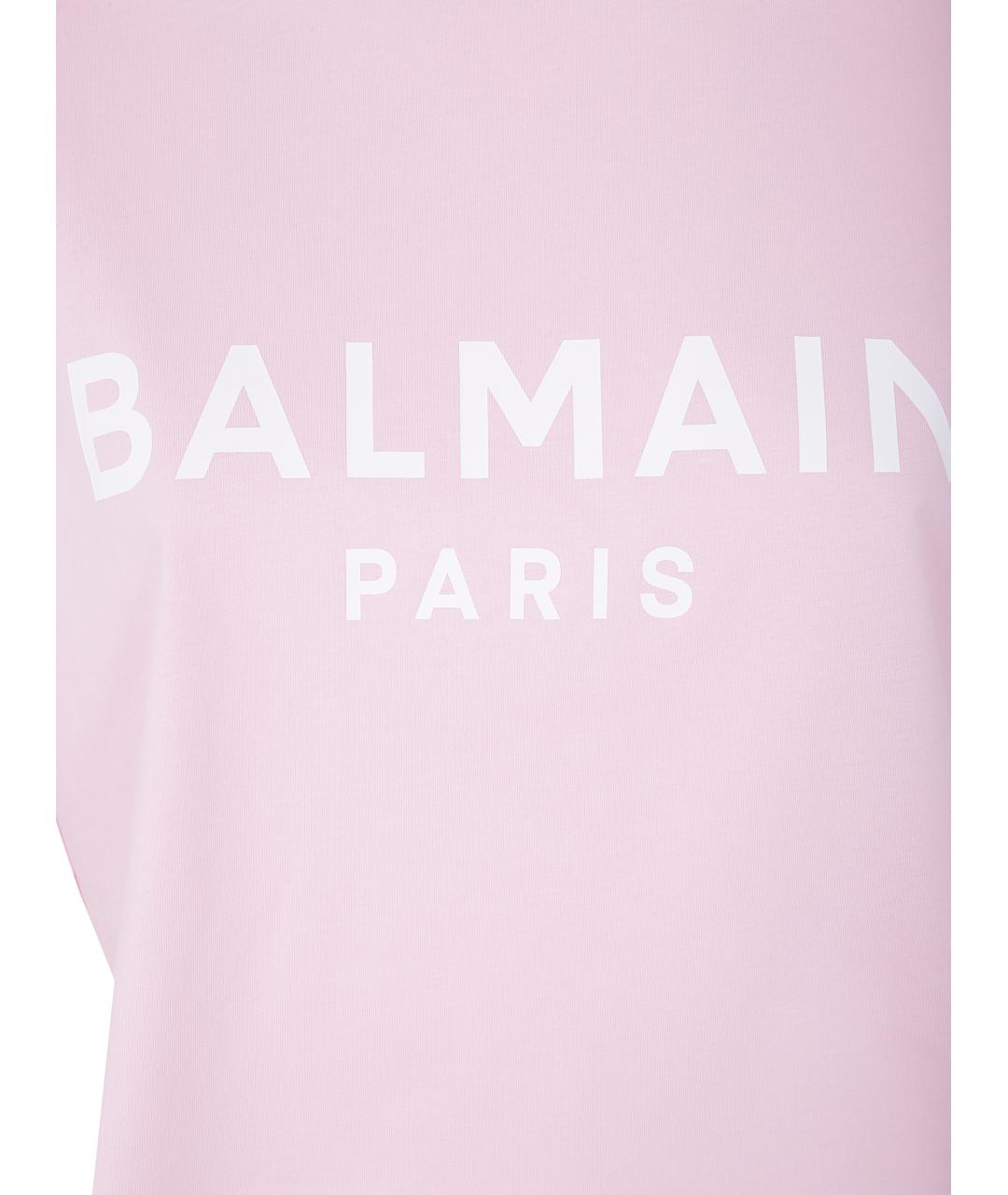 BALMAIN Розовая хлопковая футболка, фото 3