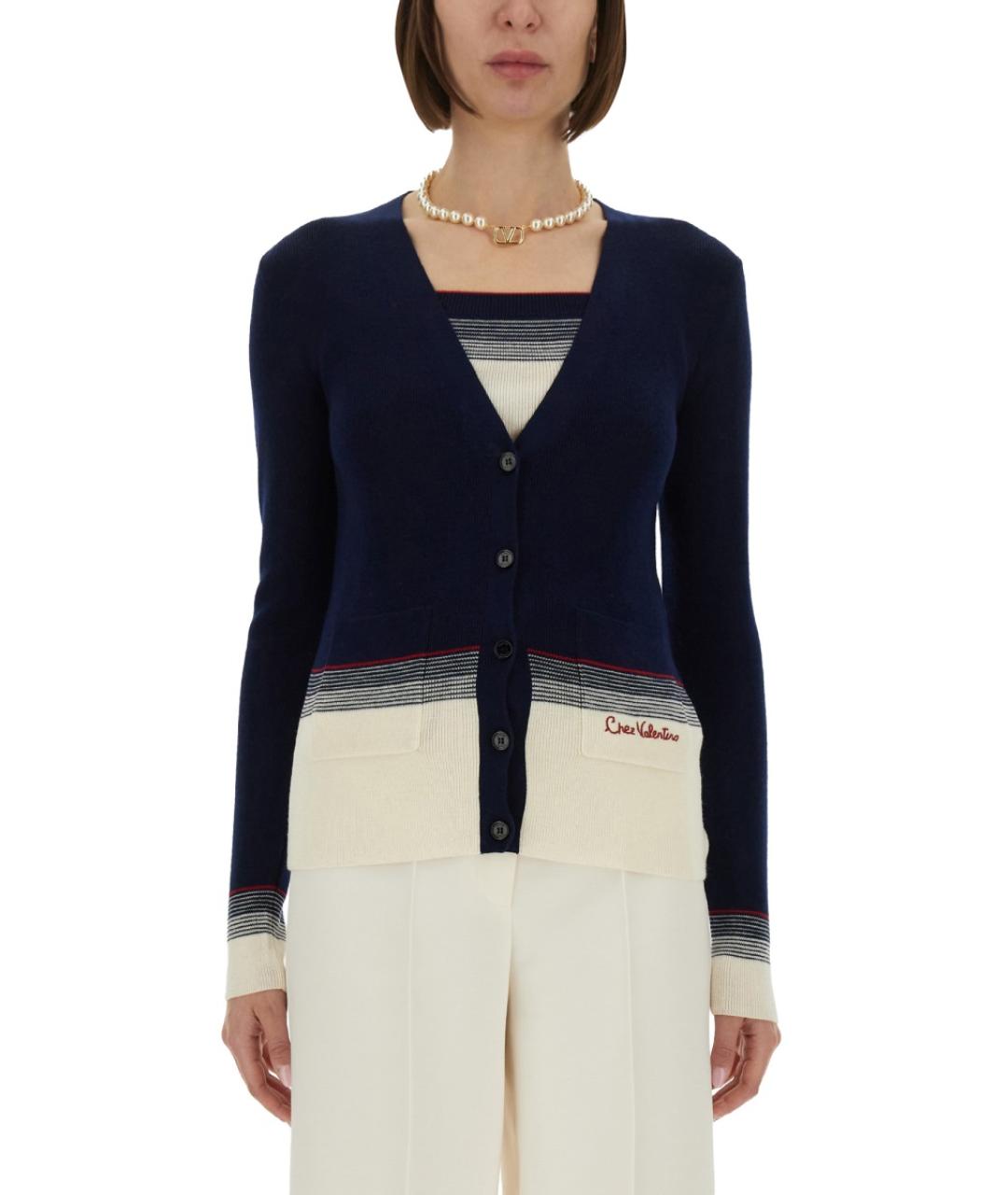 VALENTINO Синий шерстяной кардиган, фото 2