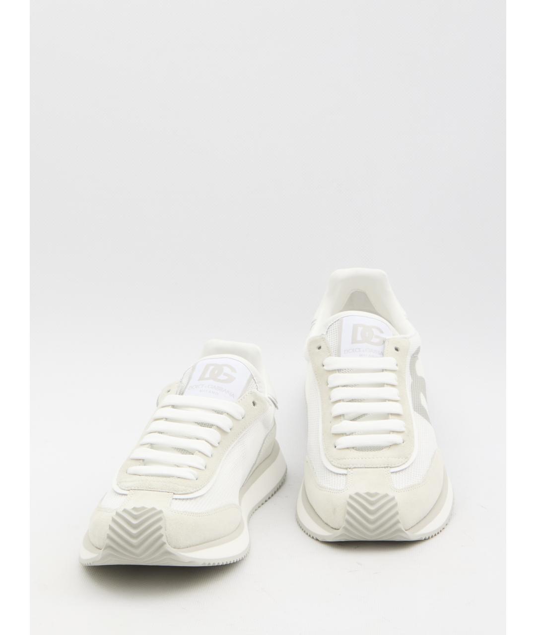 DOLCE&GABBANA Белые текстильные низкие кроссовки / кеды, фото 5