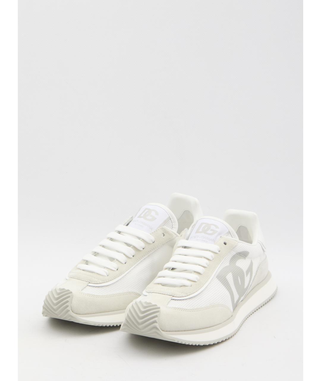 DOLCE&GABBANA Белые текстильные низкие кроссовки / кеды, фото 2