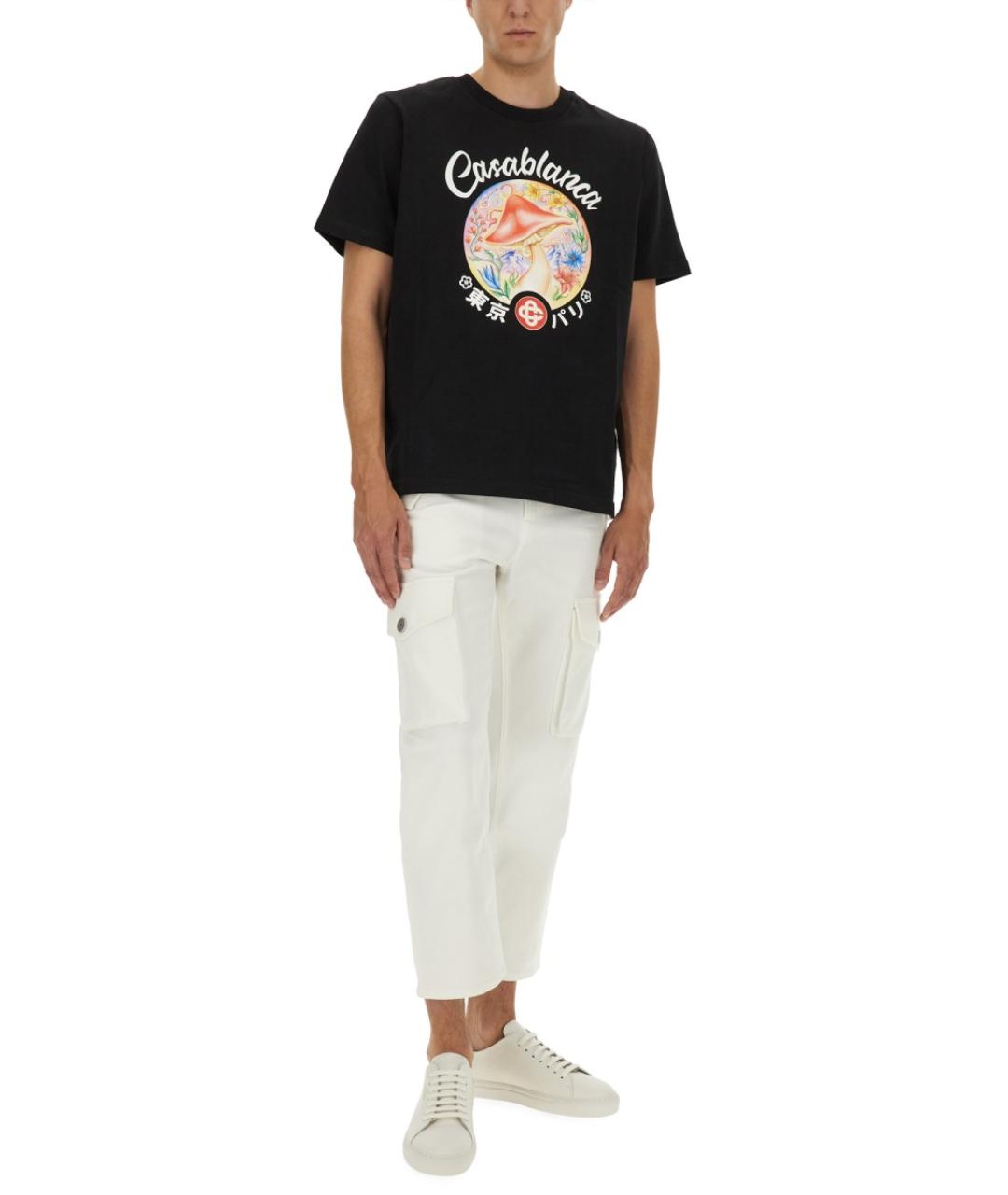 CASABLANCA Черная хлопковая футболка, фото 3