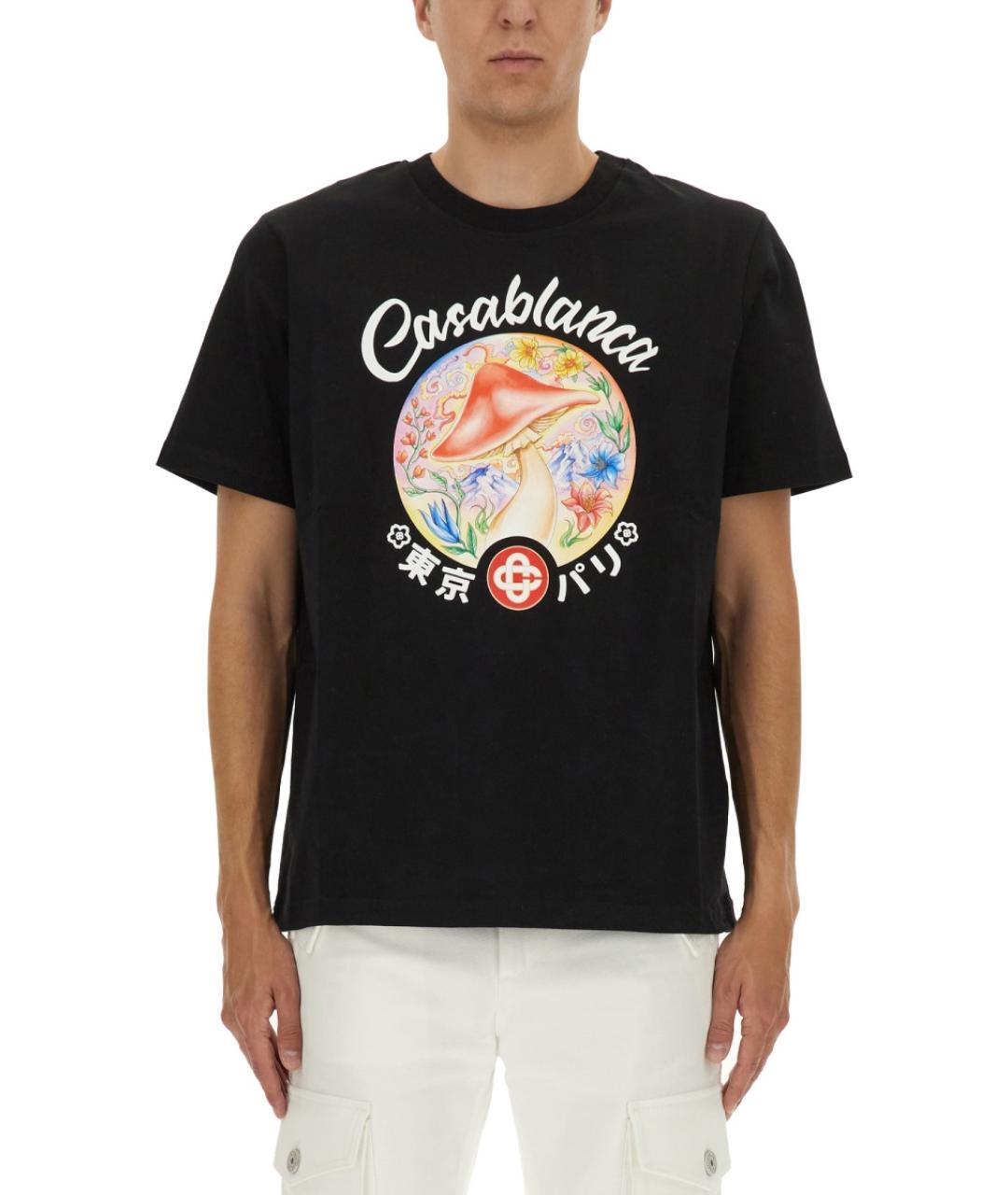 CASABLANCA Черная хлопковая футболка, фото 2