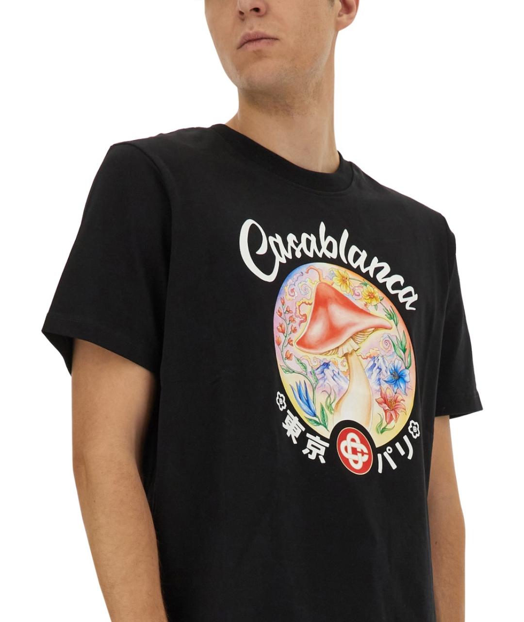 CASABLANCA Черная хлопковая футболка, фото 5