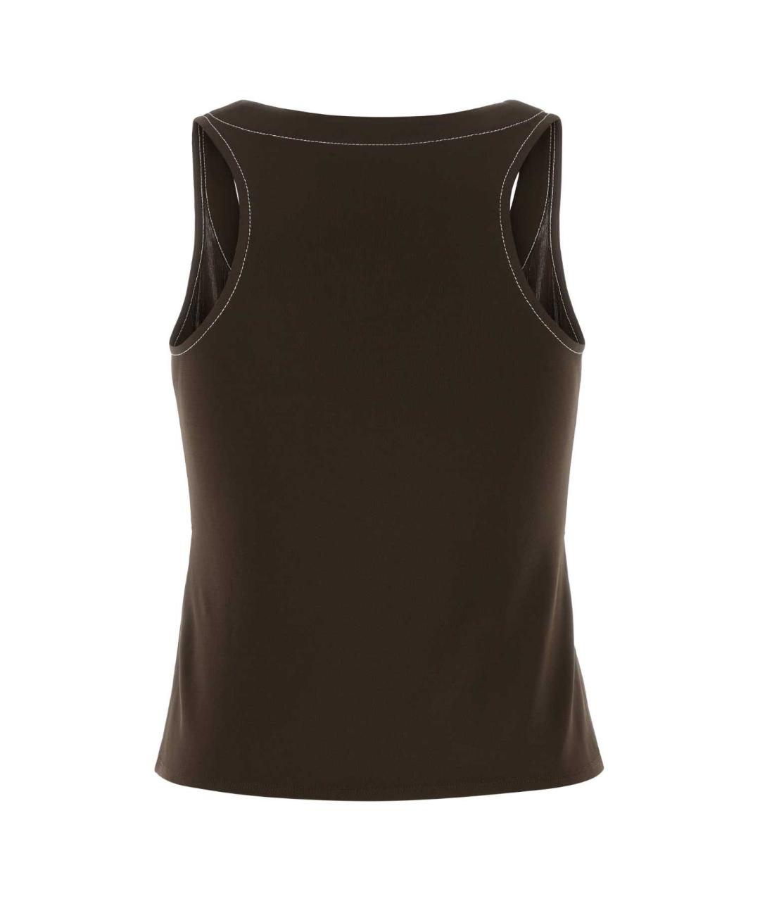 TORY BURCH Коричневая вискозная майка, фото 2