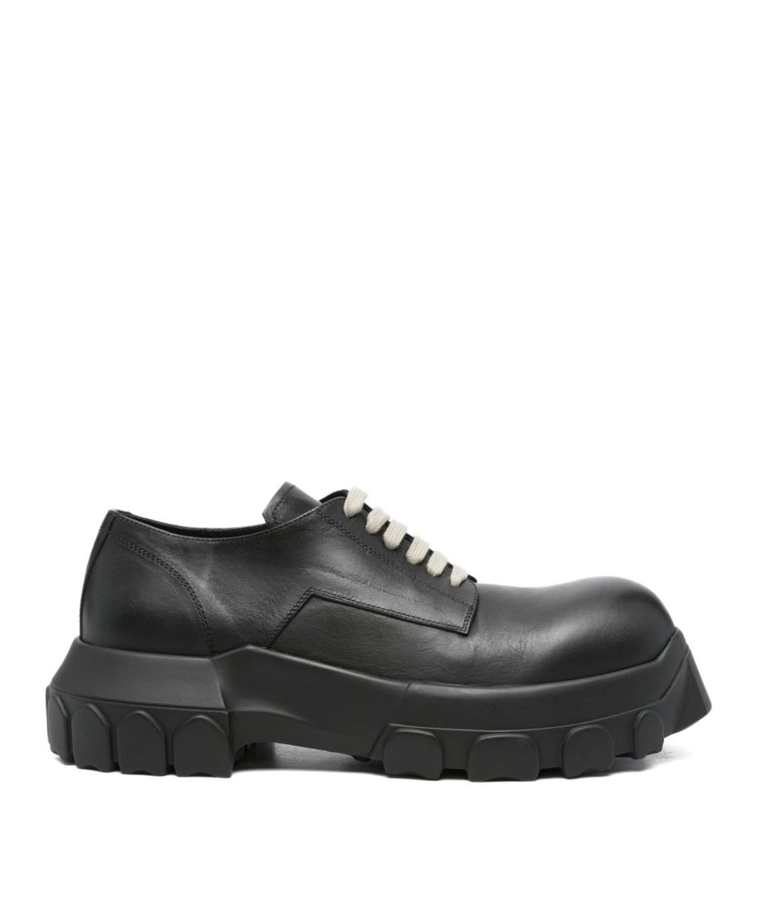 RICK OWENS Черные кожаные низкие ботинки, фото 1