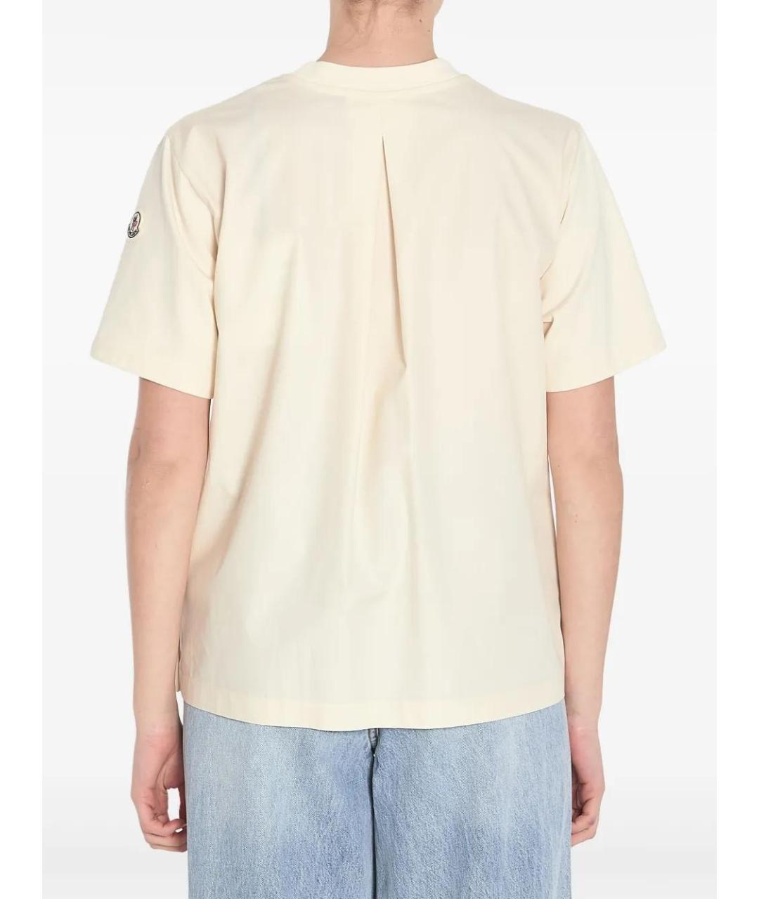 MONCLER Бежевая хлопковая футболка, фото 4