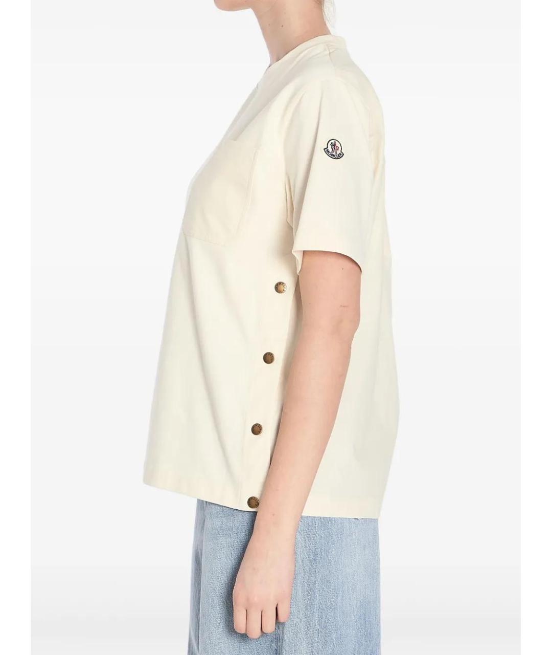 MONCLER Бежевая хлопковая футболка, фото 3