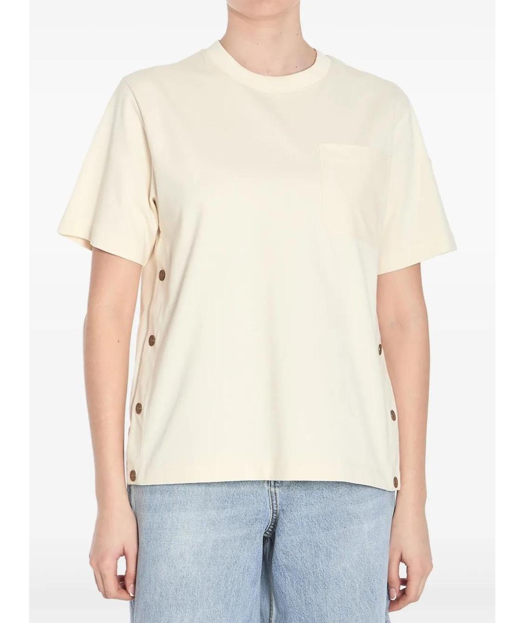 MONCLER Бежевая хлопковая футболка, фото 2