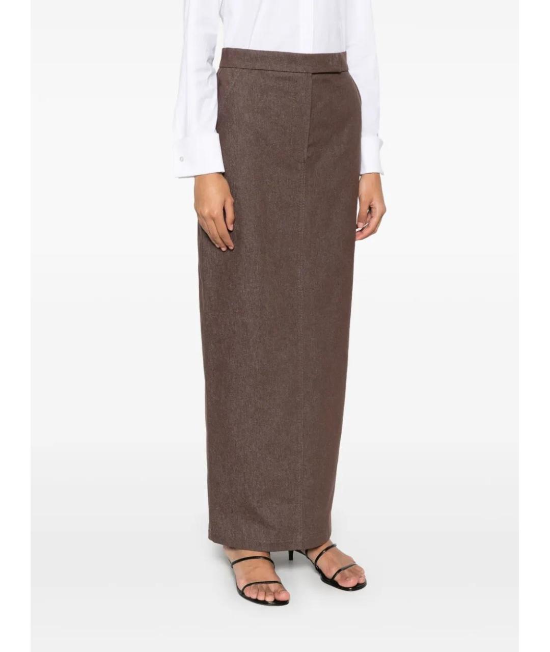 MAX MARA Коричневая юбка миди, фото 3