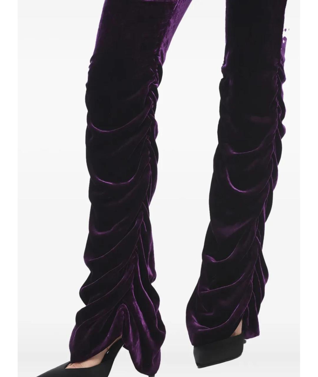 GUCCI Фиолетовые вискозные прямые брюки, фото 5