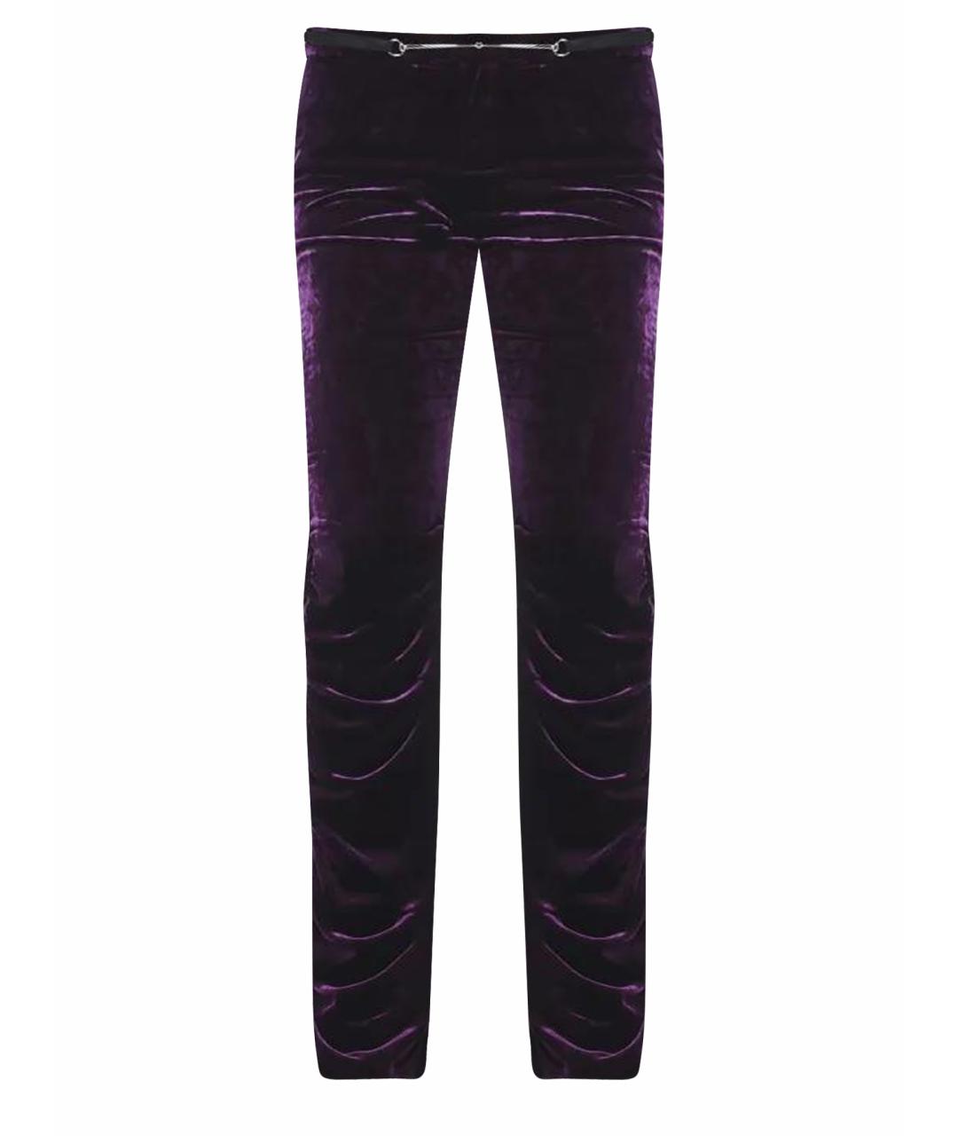 GUCCI Фиолетовые вискозные прямые брюки, фото 1