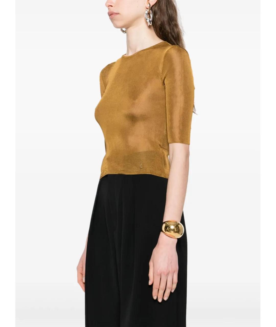 SAINT LAURENT Коричневая вискозная блузы, фото 3