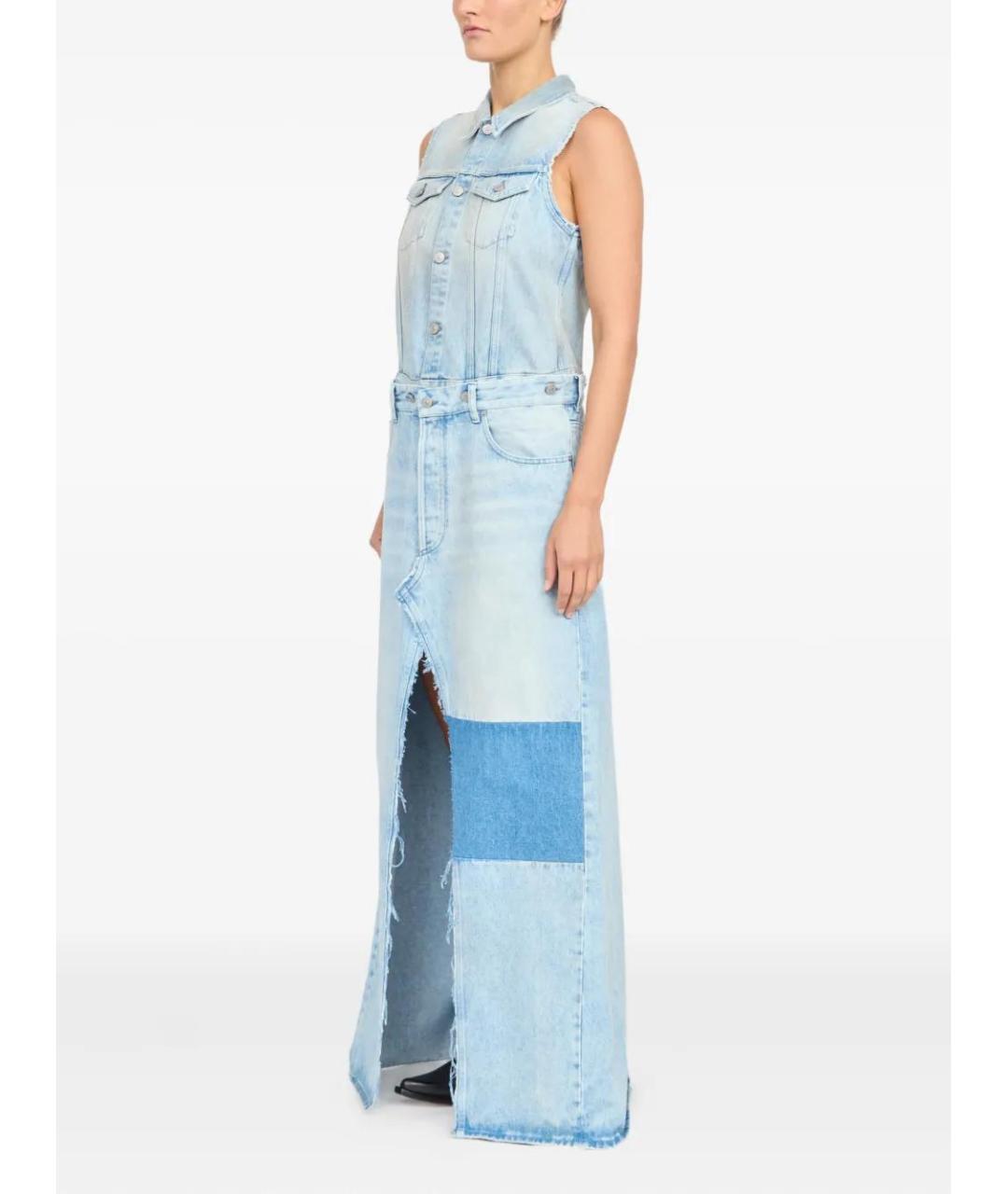 MM6 MAISON MARGIELA Синее хлопковое повседневное платье, фото 4