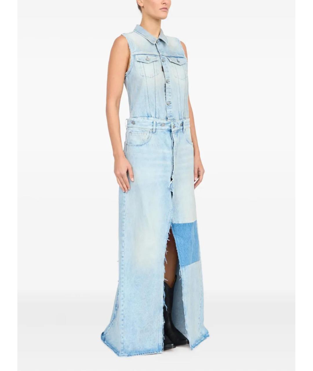 MM6 MAISON MARGIELA Синее хлопковое повседневное платье, фото 3