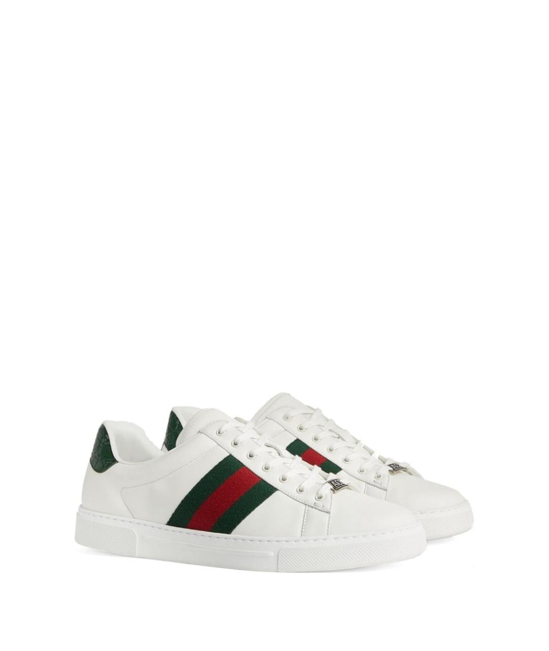 GUCCI Белые кожаные низкие кроссовки / кеды, фото 5