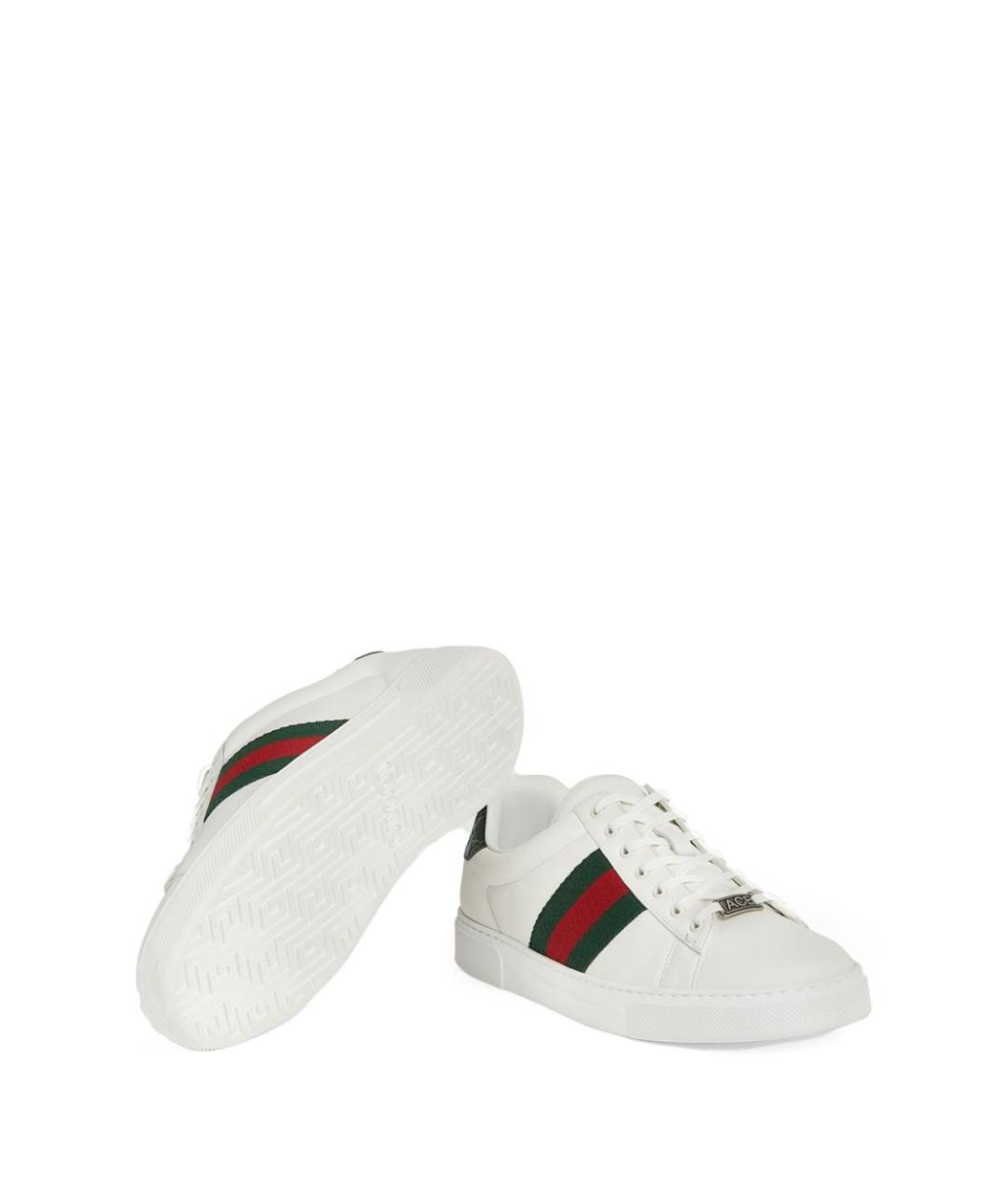 GUCCI Белые кожаные низкие кроссовки / кеды, фото 2