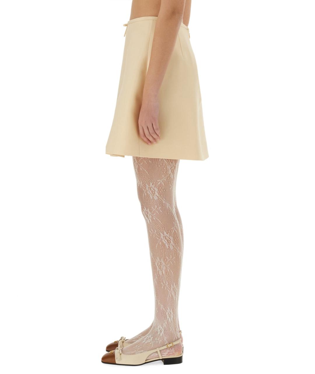 VALENTINO Белая шерстяная юбка мини, фото 4