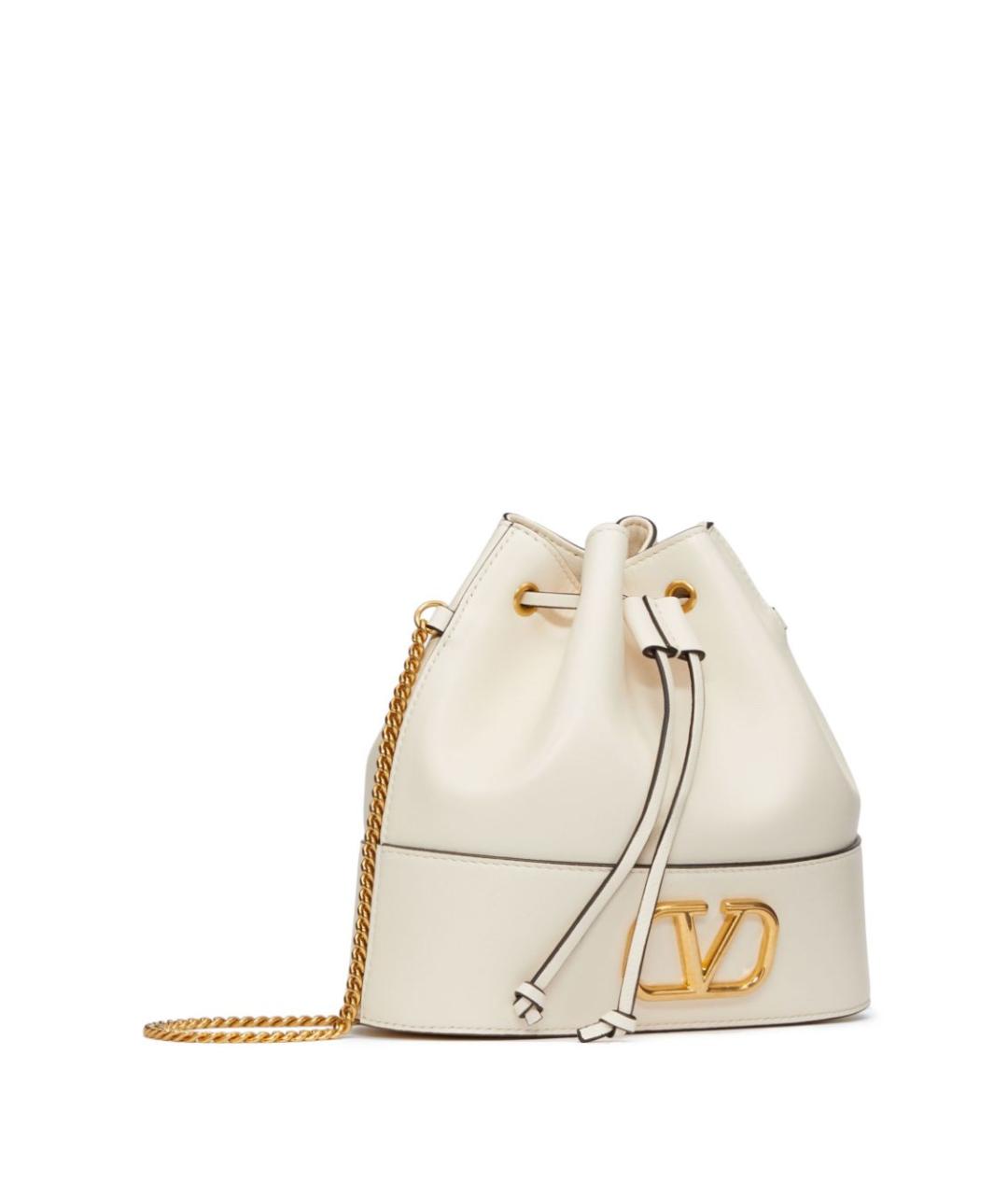 VALENTINO Белая кожаная сумка через плечо, фото 4