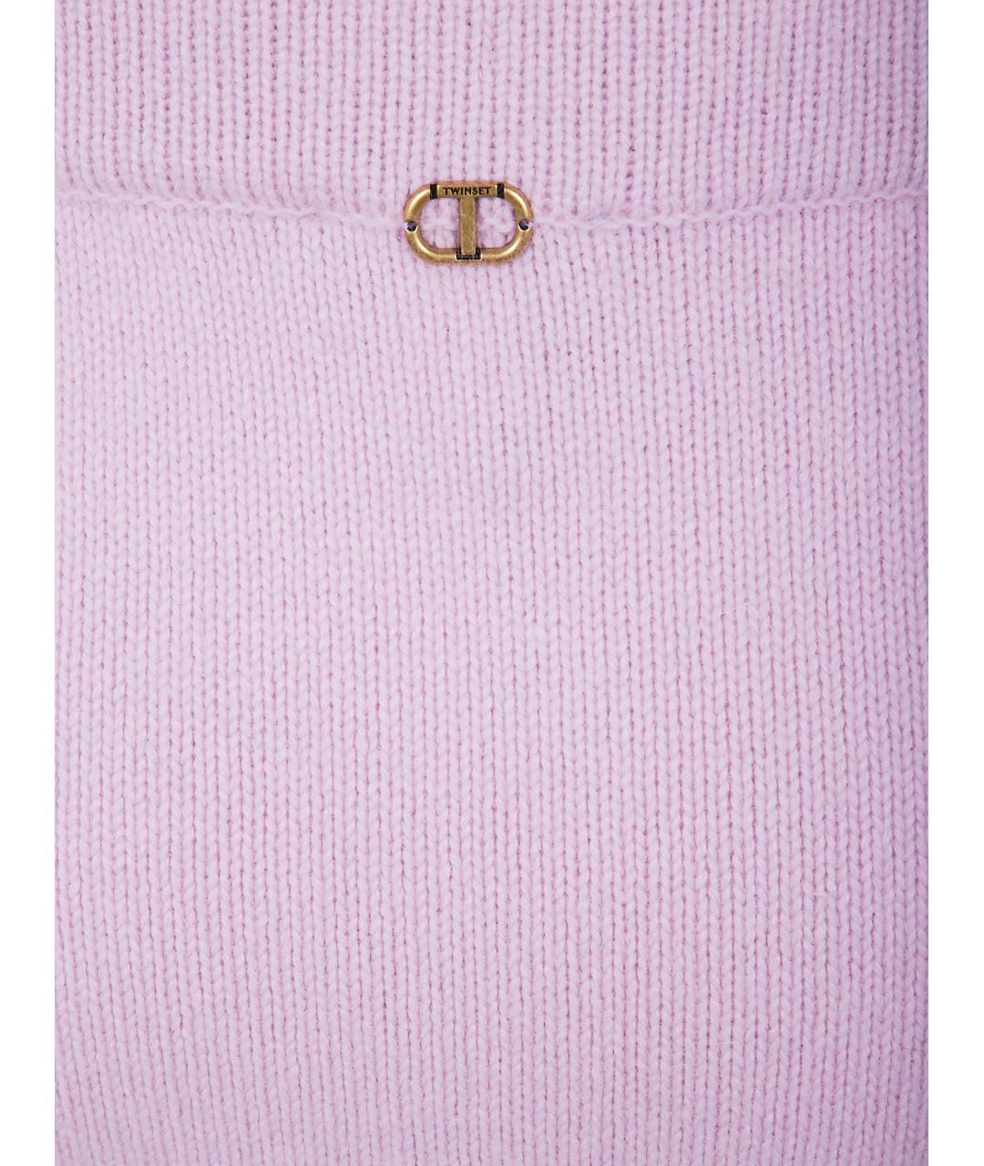 TWIN-SET Розовая шерстяная юбка миди, фото 3