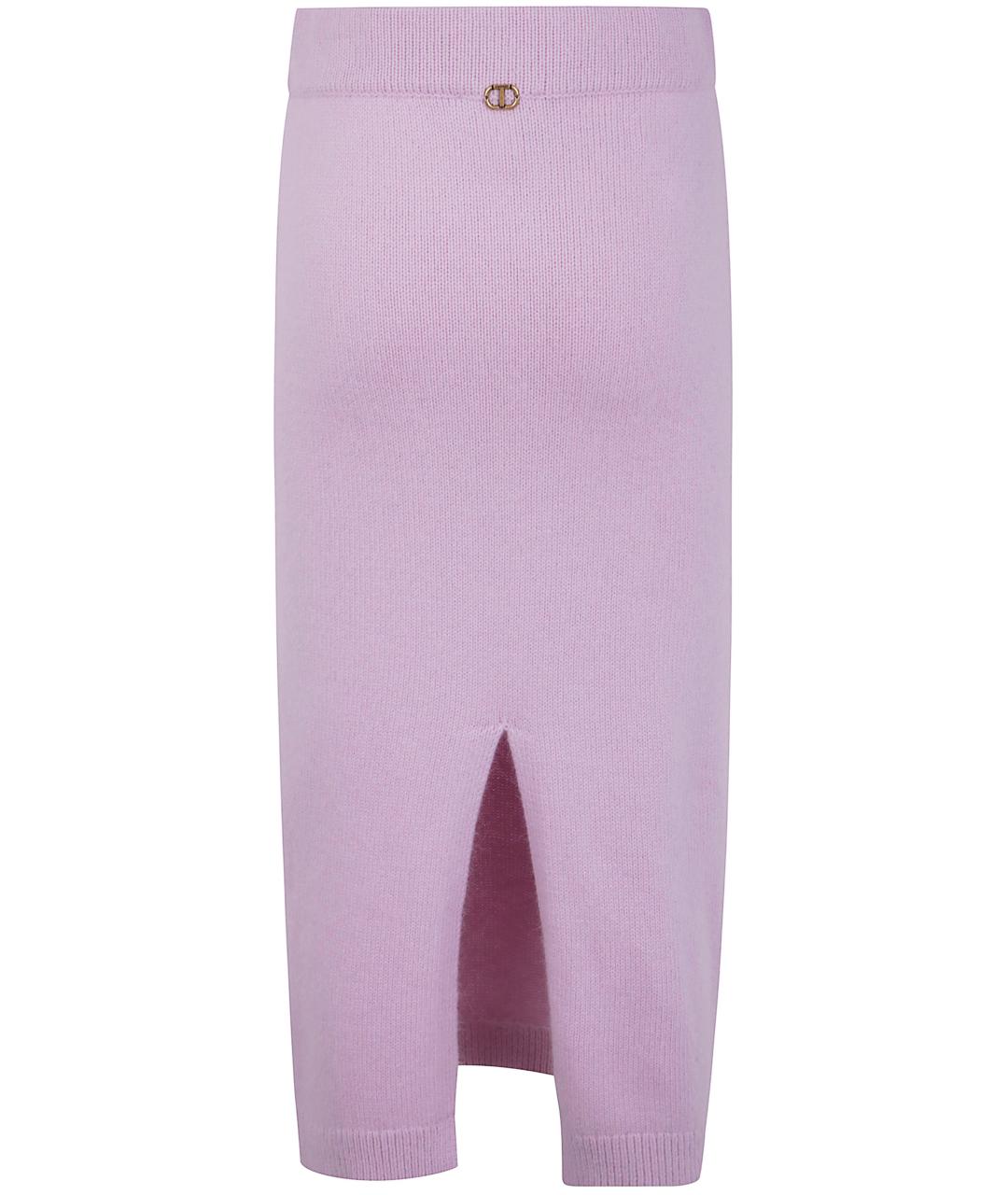TWIN-SET Розовая шерстяная юбка миди, фото 2